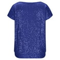 thumbnail image 6 of Ovticza Women 2025 Summer Sequin Top V Neck Short Sleeve Ruched Sparkly Glitter Party Blouse Royal Blue M, 6 of 6