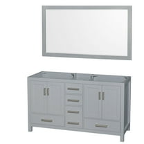 Wyndham Collection Sheffield 59" Mirror Wood Double Bathroom Vanity in Gray