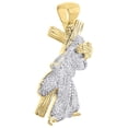 thumbnail image 2 of 10k Yellow Gold Mens Figurine of Pure Faith Symbol 1.7" Diamond Pendant 1.15 Ct., 2 of 5