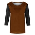 thumbnail image 4 of BLVB Womens 3/4 Sleeve Tunic Tops Trendy Color Block Crewneck Spring T-Shirts Casual Loose Comfy Going out Tee Shirts, 4 of 5