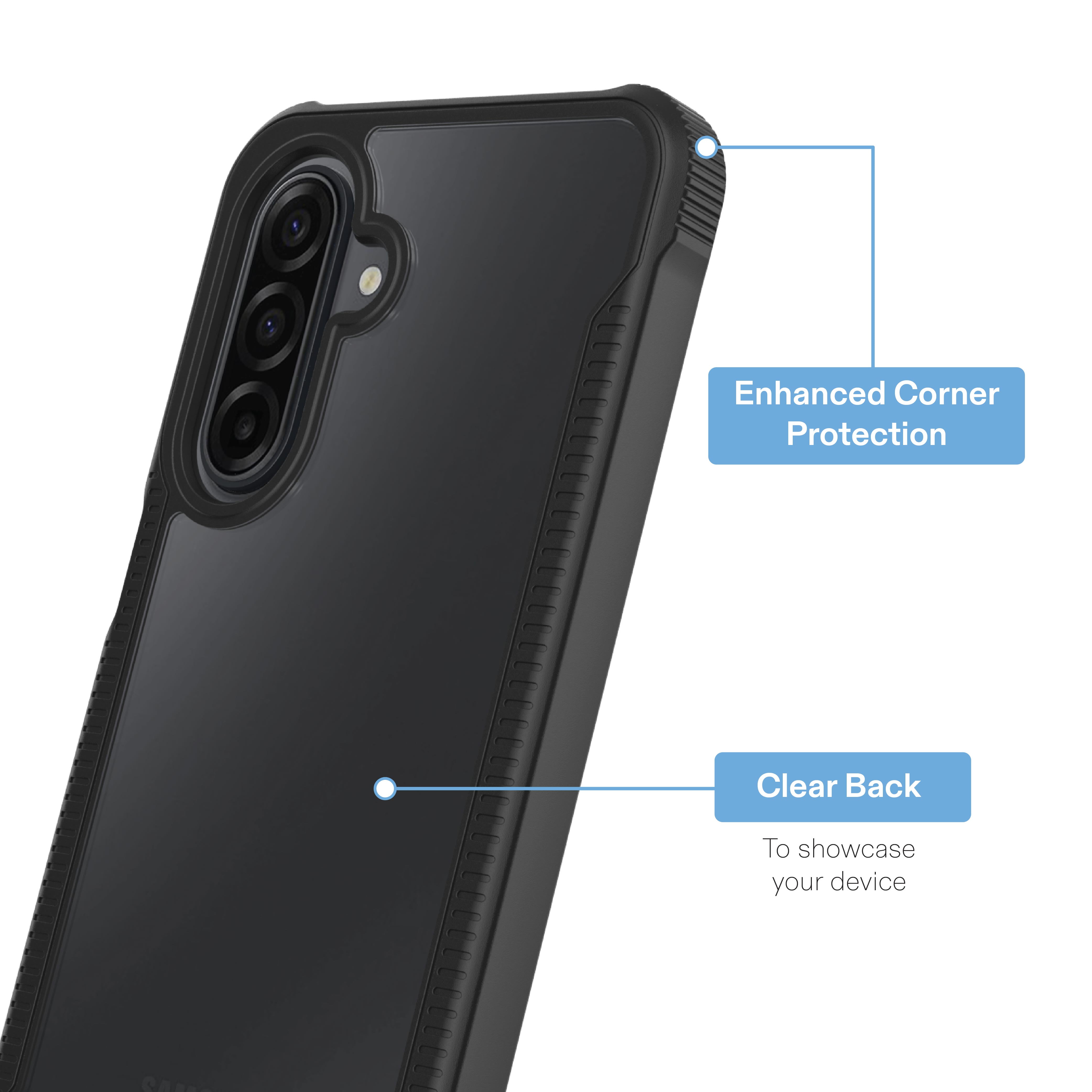 onn Dual-Layer Phone Case for Samsung Galaxy A17 5G - Black/Clear