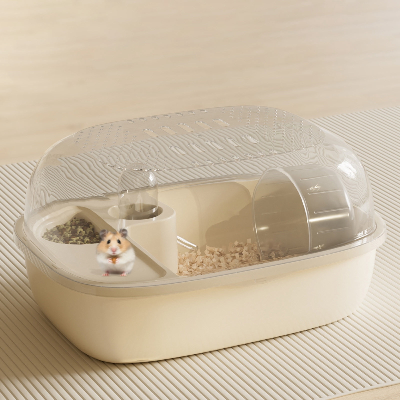 Large Clear Small Animal Cage Habitat with Accessories, Portable Hamster House with Exercise Wheel for Mice, Rats, Guinea Pigs - Indoor Outdoor Travel Carrier Pet Supplies