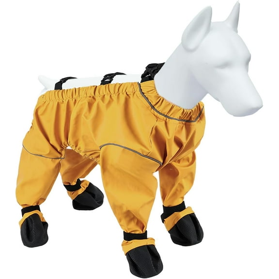 Dog Snowsuit with Attached Boots, Suspender Booties Anti-Slip, Pet Paws Protector Dirty-Proof,Dog Snow Pants Shoes for Outdoor Walking Winter Pants Boots