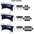 thumbnail image 4 of GFDYREE 2 Pack 6ft Stretch Spandex Navy Blue Table Cover for Standard Folding Tables - Universal Rectangular Fitted Tablecloth Protector for Wedding, Banquet & Party, 4 of 7