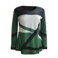 thumbnail image 3 of Pzocapte Tshirts Shirts for Women Size Clothing Size Size Clothing Women Fashion Casual O Neck Geometric Color Block Print Long Sleeves Top Geometric, Colorblocking, Round Neck Size Summer Tops for, 3 of 5