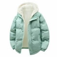 thumbnail image 2 of Heisall Womens Coat Solid Color Hooded Fleece-Lined Cotton Jacket Long Sleeve Casual Zippered Outerwear with Dual Pockets, 2 of 4