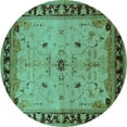 thumbnail image 1 of Ahgly Company Indoor Round Oriental Turquoise Blue Industrial Area Rugs, 3' Round, 1 of 4