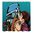 thumbnail image 3 of Ambesonne Love Shower Curtain, Astroauts Wife Retro, 69"Wx75"L, Petrol Blue and Brown, 3 of 5