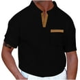 thumbnail image 2 of pstuiky camiseta de hombre, Camiseta deportiva de manga corta con cuello redondo y botones degradados a rayas para hombre camisas casuales para hombre xxl, 2 of 6