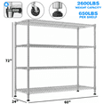 thumbnail image 5 of Legooin 24x60x72 inch Heavy-Duty Shelving for Garage Storage 4-Tier Industrial Shelf on Wheels Metal Storage Rack Capacity for 2600 lbs, Silver, 5 of 9