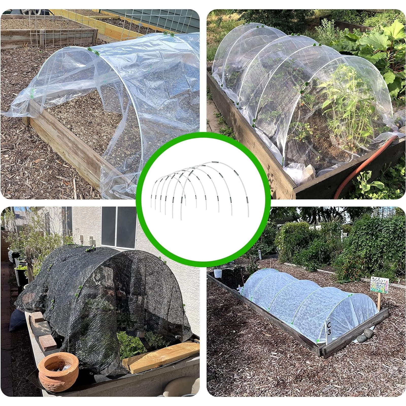 8FT Garden Hoops Grow Tunnel Kit - Rust-Free Fiberglass Frame for Raised Beds, 72pcs - DIY Plant Support for Garden Netting, Vegetable Garden Hoops Kit, Row Covers, and Greenhouse Protection