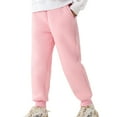 thumbnail image 3 of CUZIBR Toddler Boys Girls Snow Pants Winter Thick Warm Windproof Ankle-Tied Trousers Elastic Waist Solid Color Lightweight Padded Pants,Pink,6-7 Years, 3 of 5