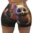 thumbnail image 2 of Balery Adorable Fluffy Bat Pantalones cortos de entrenamiento estampados para mujer, sin costuras, ajustados, para gimnasio, yoga, correr, deportes, ejercicio activo, fitness.-Large, 2 of 8