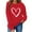 Red, variant on Dolkfu Womens Shirt Love Heart Valentine's Day Red Crewneck Sweatshirts Pullover Long Sleeve Long Sleeve Womens Tops L