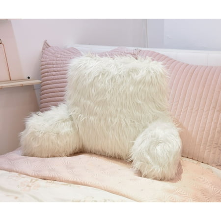 Urban Shop Fluffy Mongolian Faux Fur Backrest Lounger Pillow - Walmart ...