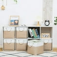 thumbnail image 2 of 11 x 11 Inch Storage Cubes, 6 Pack Large Collapsible Fabric Storage Bin, White&Beige, 2 of 5