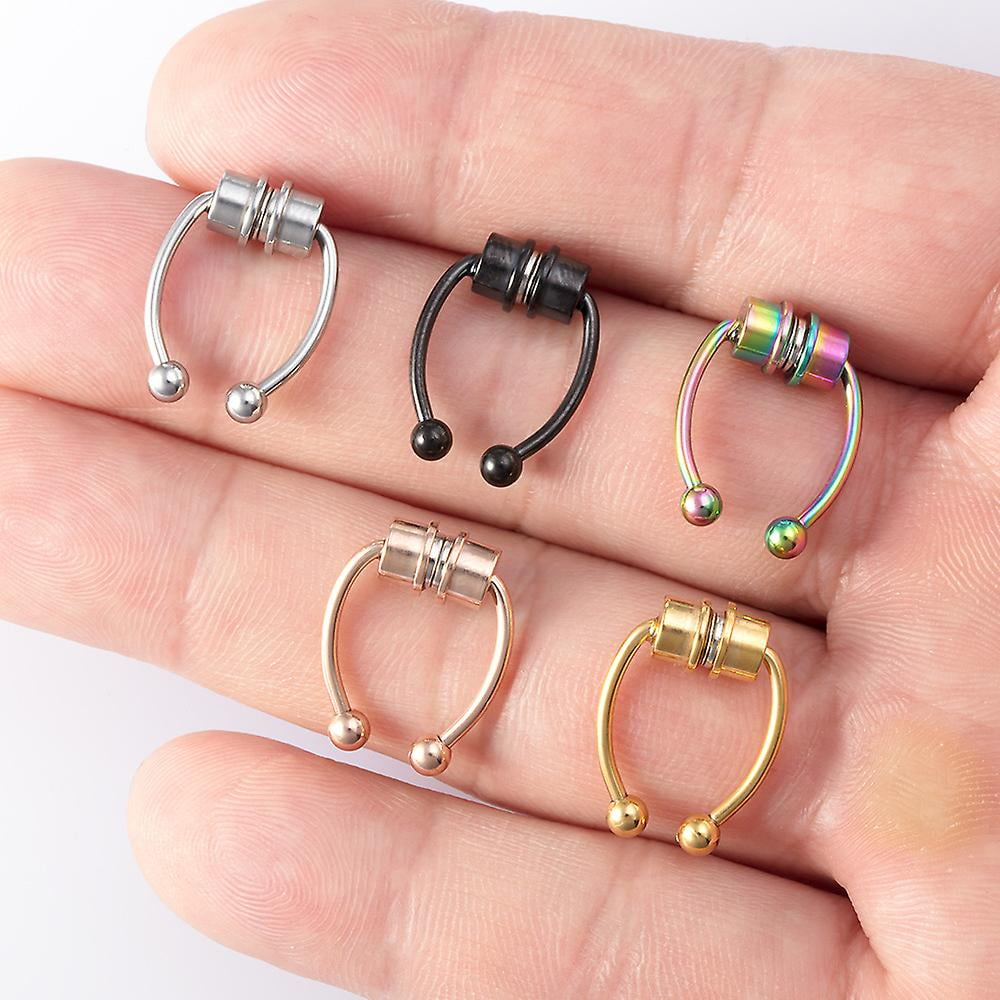 nipocaio Pierced Stainless Steel Magnetic Fake Nose Ring Horseshoe Ring Titanium Steel Artificial Nose Ring Non Pierced Nose Band Ring Nasal Jewelry Walmart