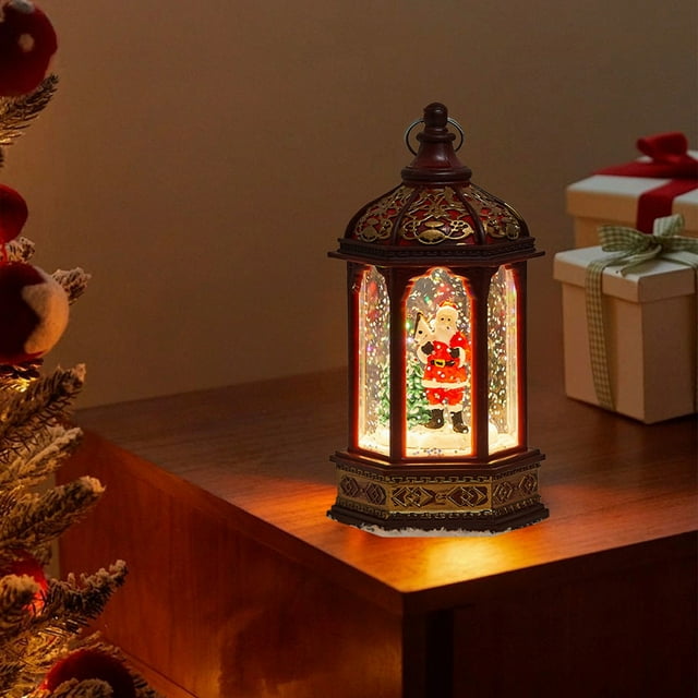 Decoraciones navideñas, decoración de faroles navideños, luz nocturna, faroles navideños, lámpara de escritorio, farol de agua iluminado, decoración del hogar, farol, suministros para fiestas navideña
