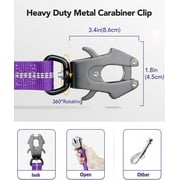 WAAYEEPAL Tactical Heavy-Duty Bungee Dog Leash with 2 Padded Handles and Car Seatbelt, 4-6 ft, Purple