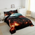 thumbnail image 3 of Dragon Bedding Set ,Jungle Animals All Season Cozy Comforter Set Full Size,Fire Dragon Wildlife Animals Duvet Set Bedroom Decor,Festival Gifts, 3 of 6