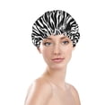 thumbnail image 3 of Kdxio Zebra Print Shower Cap for Women,Elastic and Reusable,Double Waterproof Layers Bathing Hat, 3 of 9