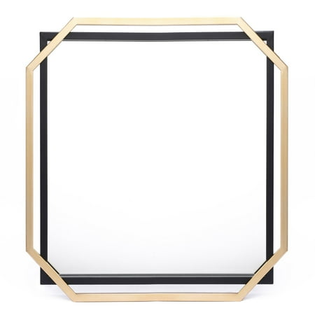 LuxenHome Gold and Black Metal Floating Frame Wall Accent Mirror