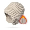 thumbnail image 2 of Prolriy Beanies Hats Men Men and Women Outdoor Warm Hat in Winter Border Thickened Knitting Wool Hat Cold Proof Earmuff Cap Hats for Men Beige, 2 of 5