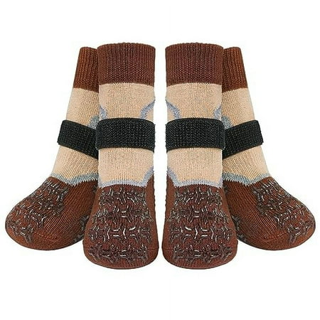 BEAUTYZOO Reflective Anti Slip Dog Socks to Prevent Licking Paws Dog Shoes for Hot Cold Pavement Hardwood Floors Anti Twist Paw Protectors Double Sided Thick Grips Small Medium Large Senior Dogs Boots