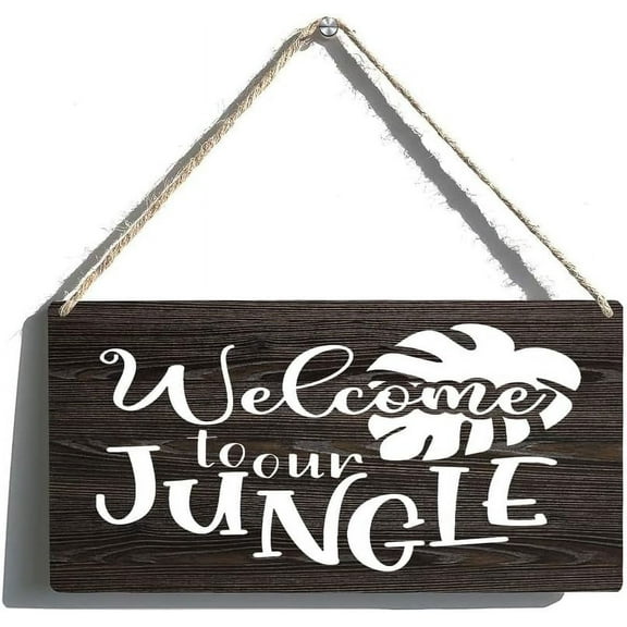 Wooden Sign Room Decorations Welcome To Our Jungle Sign Hanging Printed Wooden Plaque Decor Office Decor Sign Rustic Home Decoration 12X6 Inch