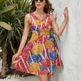 thumbnail image 3 of Candy Pattern Rainbow Lollipop Dress Summer Street Style Dresses Female Sleeveless Printed Sundress, 3 of 7