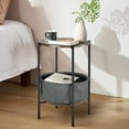 thumbnail image 3 of Costway Industrial Round End Side Table Sofa Coffee Table w/ Storage Basket&Metal Frame, 3 of 8