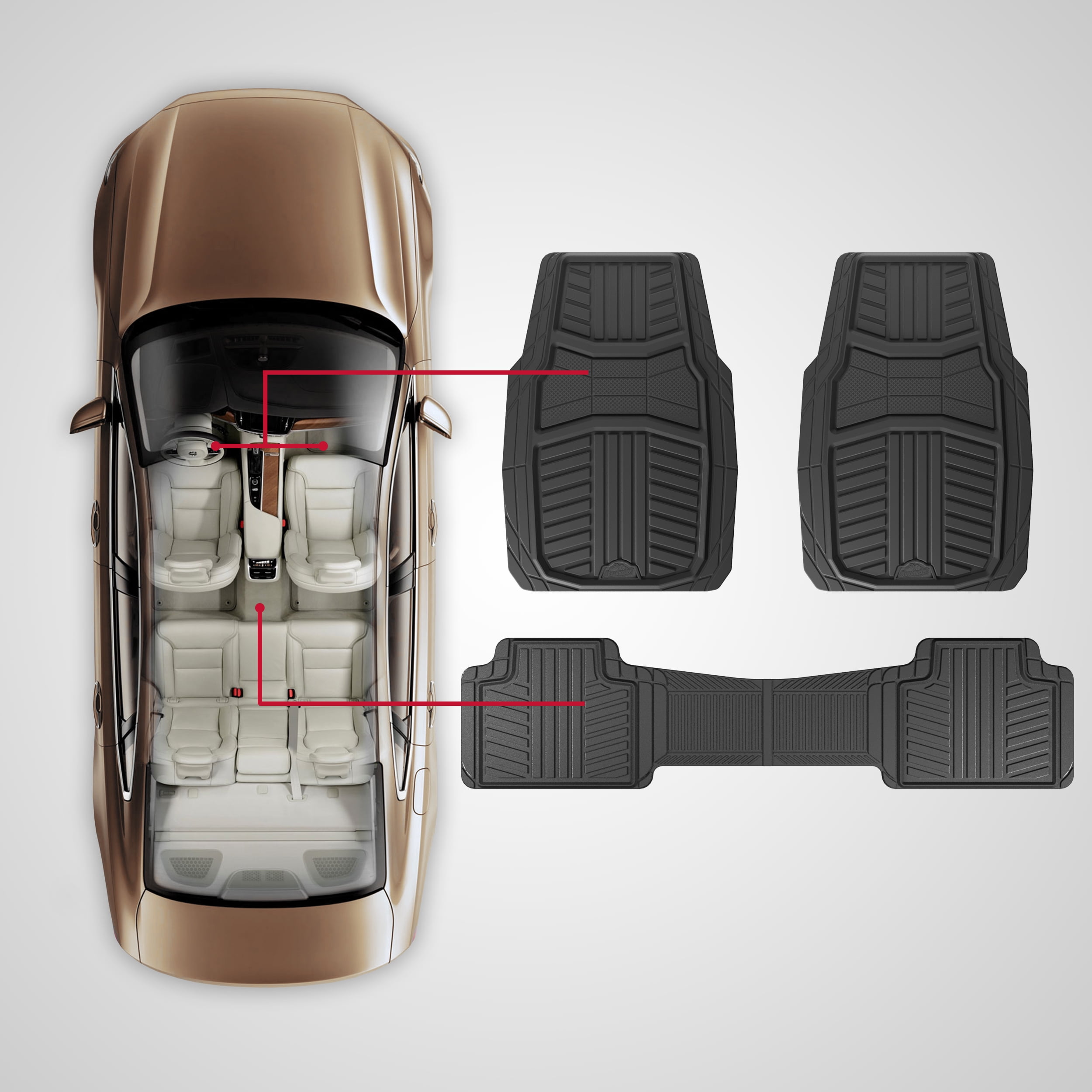 Armor All 3-Piece Black Full Coverage Floor Mats with Reinforced Heel Pad & Anti-Slip Cleats