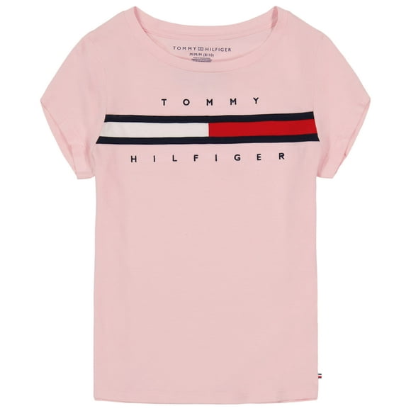 Camiseta Tommy Hilfiger para niña con diseño de bandera rosa, sombra rosa, 12 a 14 años