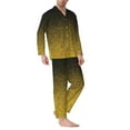 thumbnail image 3 of Kll Gold Glitter Gradient Sleepwear Mens Flannel Pajamas,Long Cotton Pj Set, 3 of 9