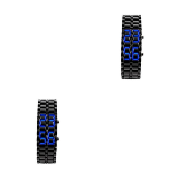 Reloj LED para hombre Kearding Estilo retro Cadena Azul 2piezas