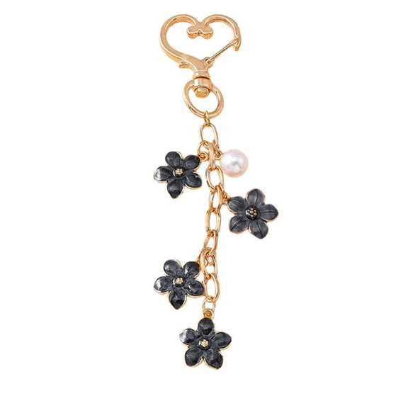 YIEMEEN Elegant Pearls And Cherry Blossom Handbag Bag Charm With Heart Clasp Bags Pendant Keyring Decors For Fashionable Women