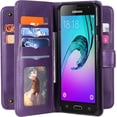 thumbnail image 3 of Compatible with Samsung Galaxy J3 2016/J 3 V/J36V/Sky/Amp Prime Wallet Case and Tempered Glass Screen Protector Flip Cover Card Holder Cell Phone Cases for Glaxay Sol J3V JV3 J36 6 J320V J320A Purple, 3 of 7