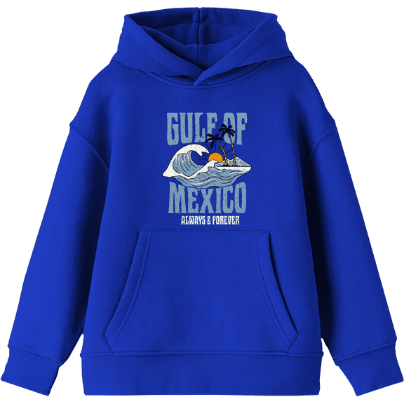 Gulf of Mexico Always & Forever Youth Royal Blue Long Sleee Hoodie-Medium