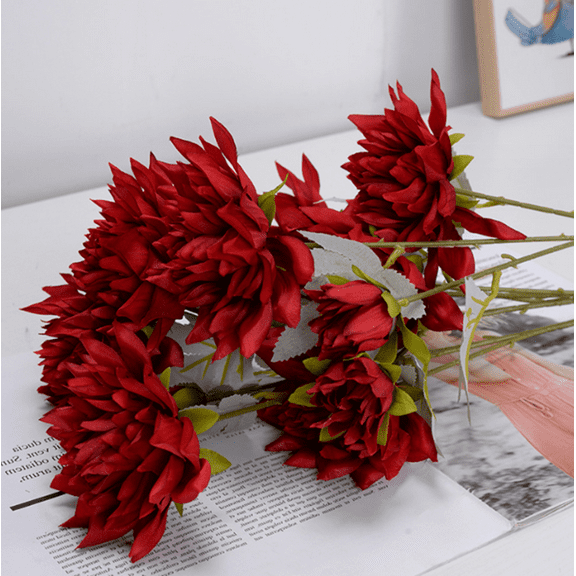 Namzi 3pcs Dahlia Artificial Flowers, Fake flowers, Flores Artificiales Para, Wedding Decor