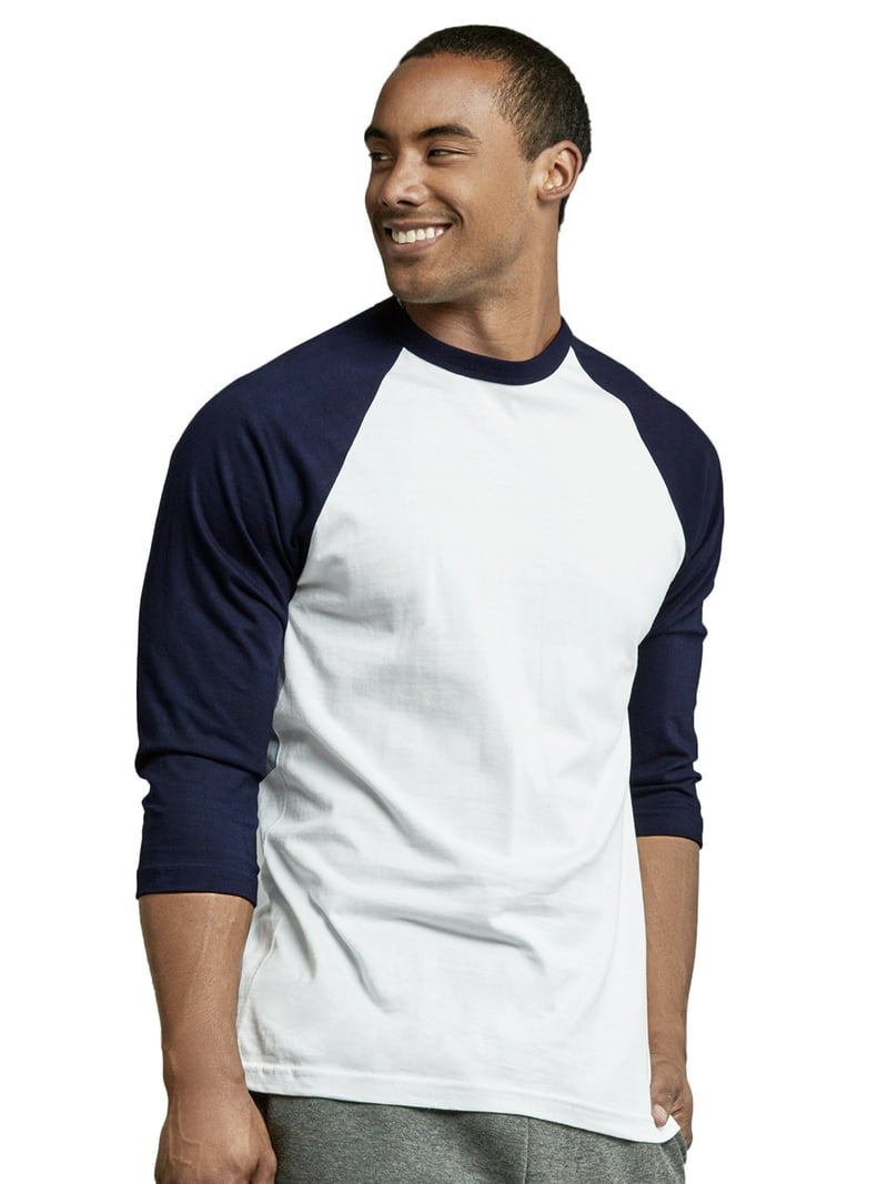 Men's Cotton 3/4 Sleeve Casual Raglan Baseball Tee Shirt (XL, Navy