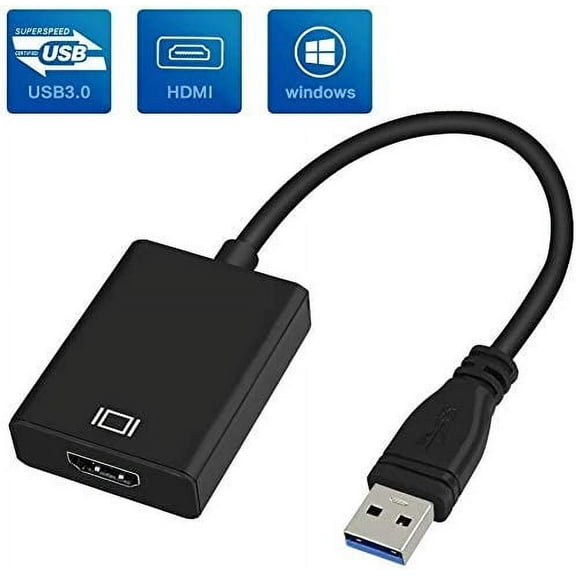 USB to HDMI, USB 3.0 to HDMI Adapter with HD 1080P, Video Audio Graphics Converter for HDTV, Compatible with Windows 7/8/10 PC [Not Support Mac/Vista]