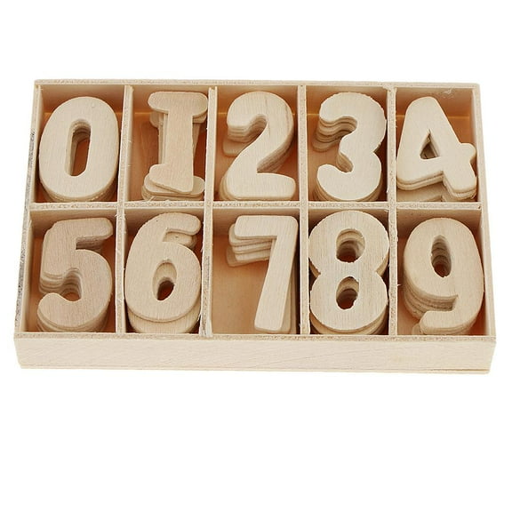 EHJRE 6 Set Wooden Numbers 0 to 9 Unpainted Wedding Decor Craft Learning Toys