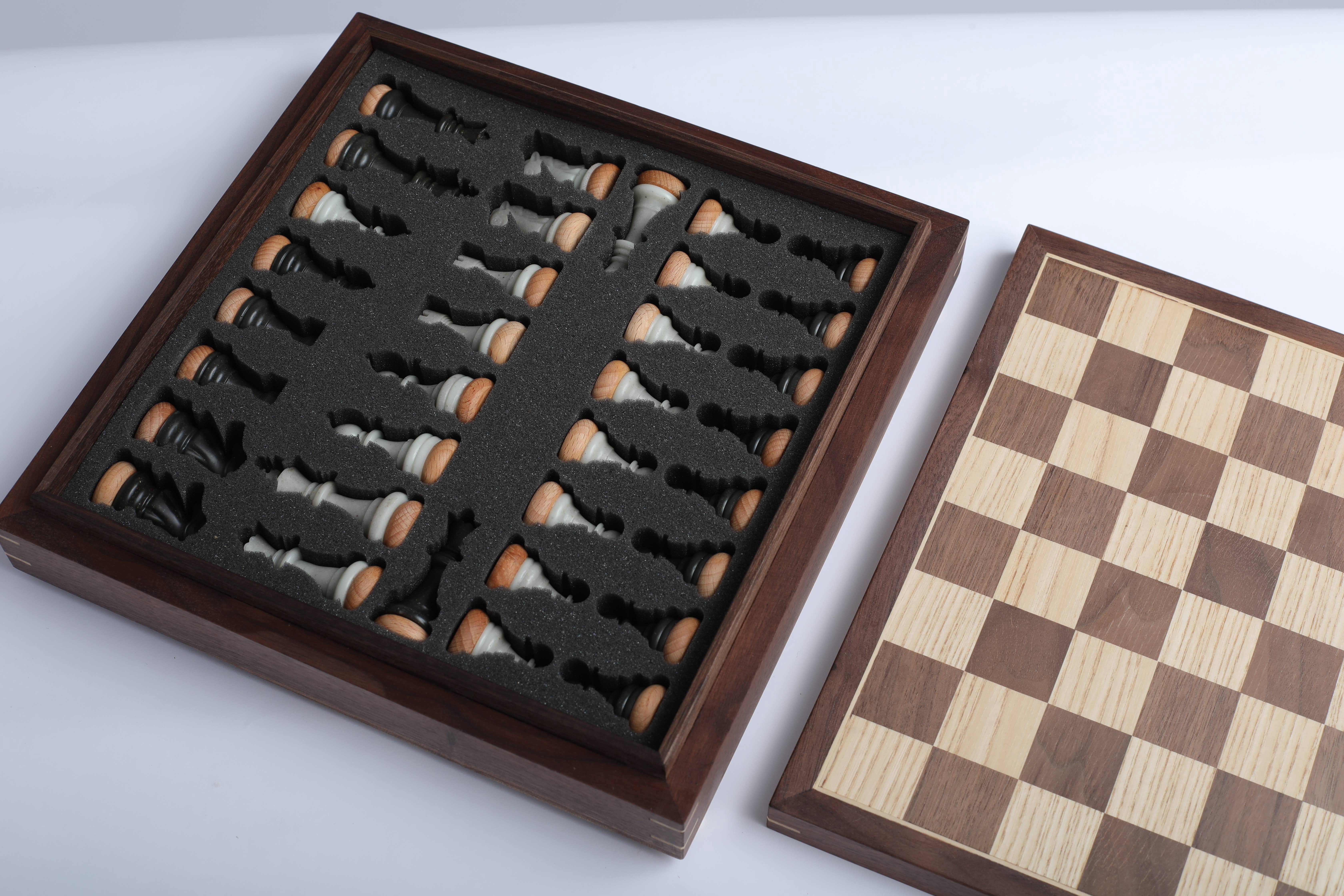 Glowneon Premium Wood Chess Set, Luxury Chess Set With Wood Board