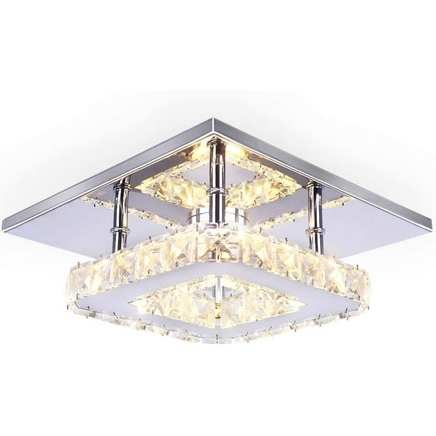 Modern Mini Led Chandelier Semi Flush Mount Crystal Lighting Ceiling Lamp For Bedrooms Dinning Rooms Hallway Warm Com Modern Mini Led Chandelier Semi Flush, Mini Style Crystal Chandelier Pendant Light