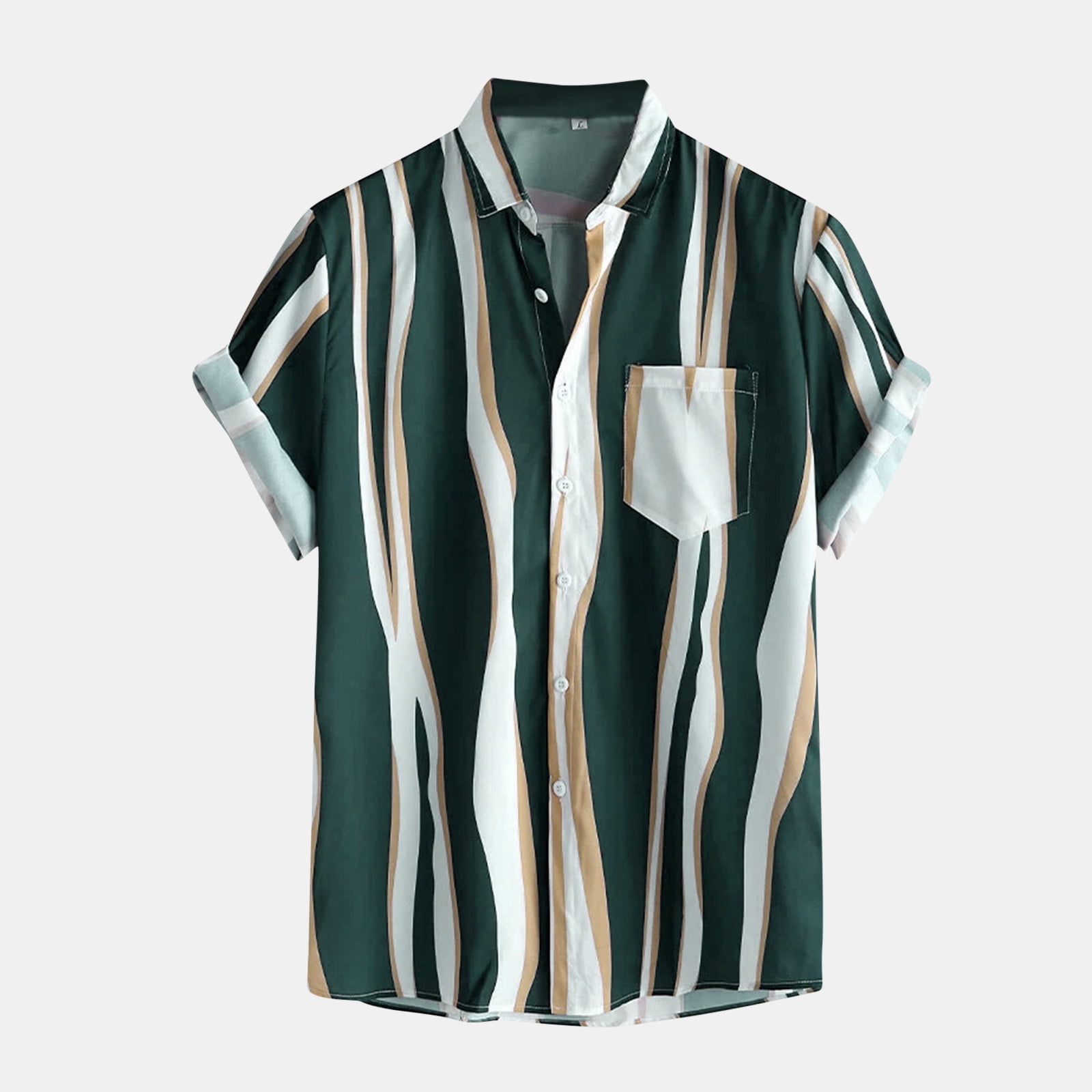 Polo Shirts For Men Collar Sleeve Short Casual Men's Button Pocket ...