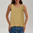 thumbnail image 2 of Wyobmus Womens Cross Backless Tank Tops Casual Sleeveless Open Back Tops Solid Color Cute Round Neck Flowy Shirts Khaki, 2 of 7