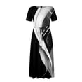 thumbnail image 3 of Dorkasm Plus Size Formal Dresses for Curvy Women 3/4 Sleeve A-Line Flowy Printing Maxi Dress Pockets Black 4XL, 3 of 4