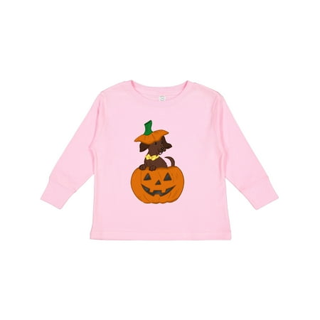 

Inktastic Halloween Dachshund Pumpkin Gift Toddler Boy or Toddler Girl Long Sleeve T-Shirt