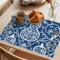 thumbnail image 3 of Navy Blue Gourd Placemats Set of 4 Modern Abstract Art Floral Place Mats Indoor Wipeable Table Mats Washable Cloth Dining Table Placemats for Kitchen Holiday Party Home Decor 13x19 Inch, 3 of 9