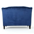 thumbnail image 5 of GDF Studio Leona Modern Glam Tufted Velvet Wingback Loveseat, Navy Blue and Dark Brown, 5 of 6